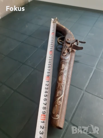 Стар кремъчен пищов с набивки и интарзии от седеф - реплика, снимка 7 - Антикварни и старинни предмети - 50954247