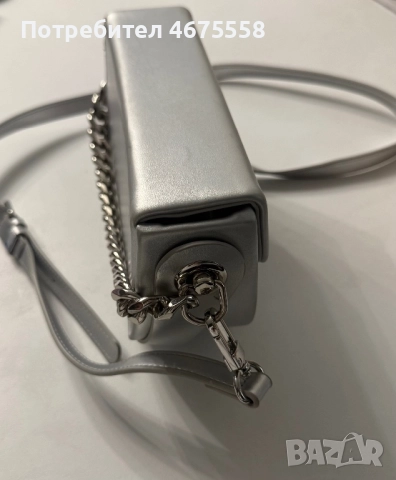 Кожена сребриста чанта Zarena, снимка 6 - Чанти - 52752214