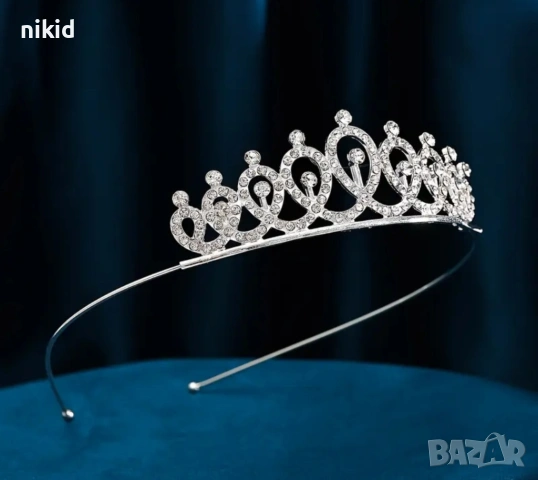 3 цвята сребриста корона венец тиара с камъчета детска дамска, снимка 6 - Аксесоари за коса - 50761264