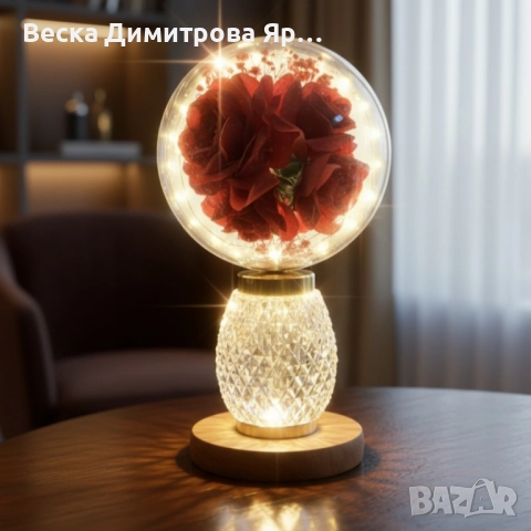 Декоративна лампа с червени рози и мека светлина – за топлина и хармония у дома, снимка 4 - Декорация за дома - 52214083