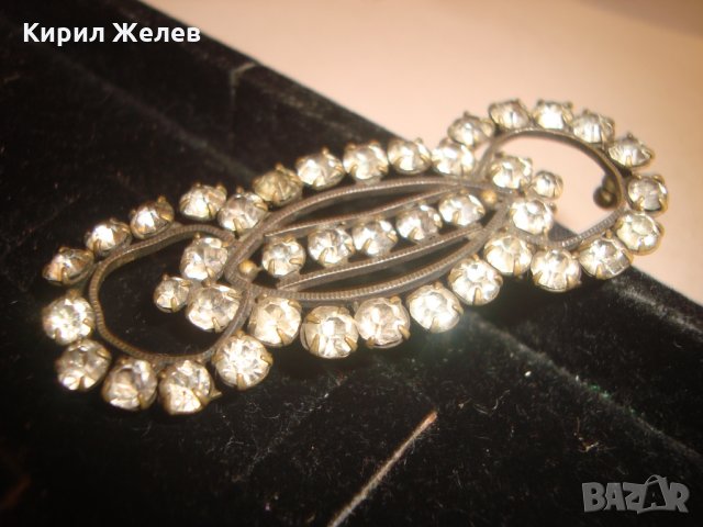 БРОНЗОВА СТАРИННА БРОШКА с МНОГО ФАСЕТ-КРИСТАЛИ 3292, снимка 3 - Други - 30652737