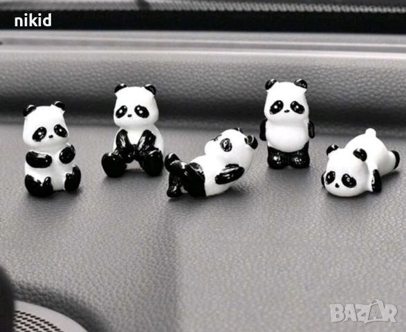 5 бр малки панди пандички Панда пластмасови фигурки фигурка украса декорация , снимка 2 - Фигурки - 51436849