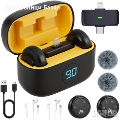 Нов Безжичен лавалиерен микрофон за iPhone Android с кейс шумопотискане за TikTok YouTube Podcast