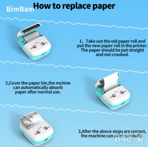 Разпродажба -60%! Преносим мини термопринтер, компактен фото принтер, снимка 7 - Принтери, копири, скенери - 52381827