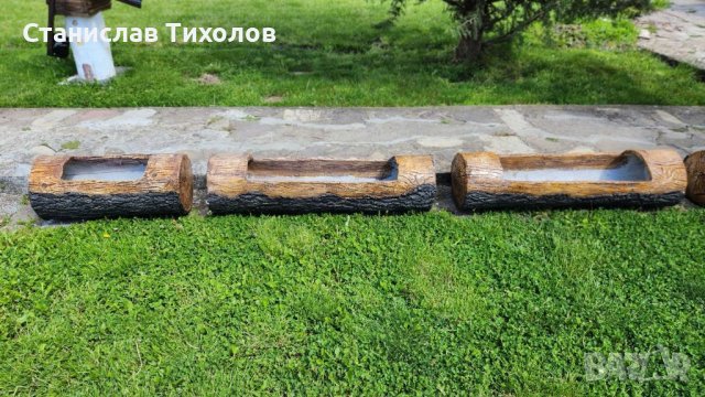 Градински кашпи от щампован бетон имитация на дърво, снимка 6 - Саксии и кашпи - 40664286