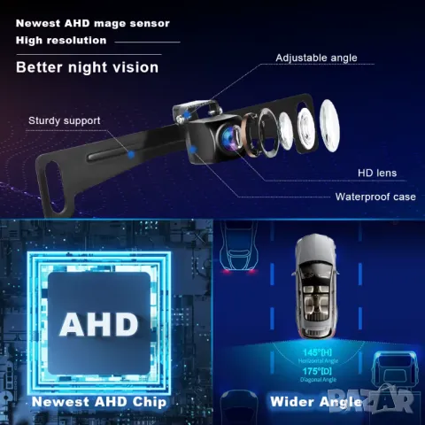 Камера за мултимедия, задно виждане, навигация, HD, камера за кола, автомобил, заден ход, паркиране, снимка 4 - Аксесоари и консумативи - 49944282