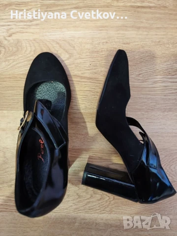 Черни елегантни дамски обувки на ток , снимка 2 - Дамски елегантни обувки - 50757453