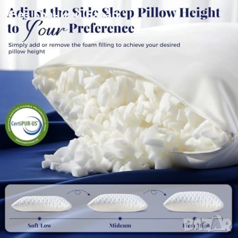 Нова Охлаждаща възглавница за странично спане регулируема мемори пяна, снимка 5 - Възглавници - 53876493