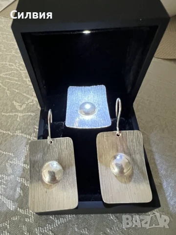 Дизайнерски сребърен комлект, снимка 2 - Обеци - 50842842