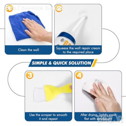Нова Ремонтна паста за стени – поправя пукнатини, драскотини и дупки, снимка 6 - Други стоки за дома - 49390376