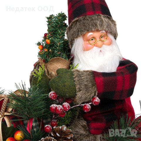 Коледна украса, Реалистична фигура Дядо Коледа с шейна, 50см, снимка 2 - Декорация за дома - 42526767