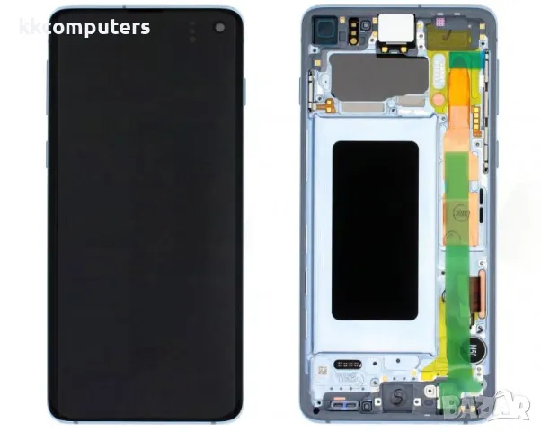 LCD Дисплей за Samsung SM-G973F S10 / GH82-18850C / Тъч скрийн с рамка / Син / Оригинал Service Pack