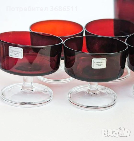 Luminarc чаши в рубинено червено, снимка 3 - Чаши - 52070838