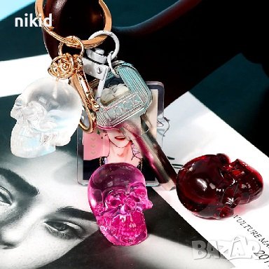 3D малък череп скелет глава силиконов молд форма фондан гипс шоколад смола бижута, снимка 6 - Форми - 36895781