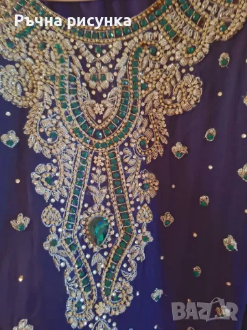 Индийска традиционна южноазиатска курта (kurta) или камиз (kameez), отличаваща се с наситено лилав , снимка 4 - Туники - 56153203