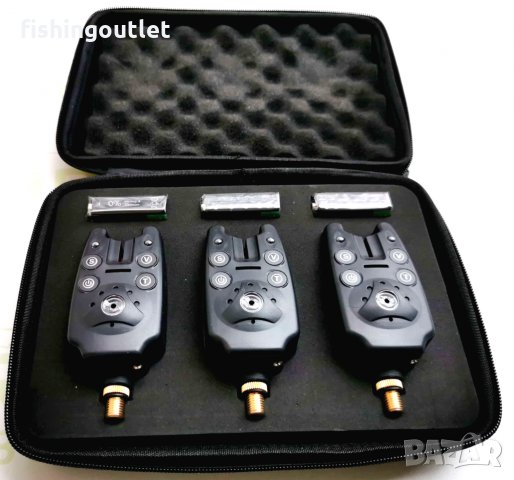 Комплект от 3 сигнализатори в кожен калъф, снимка 1 - Такъми - 30982768