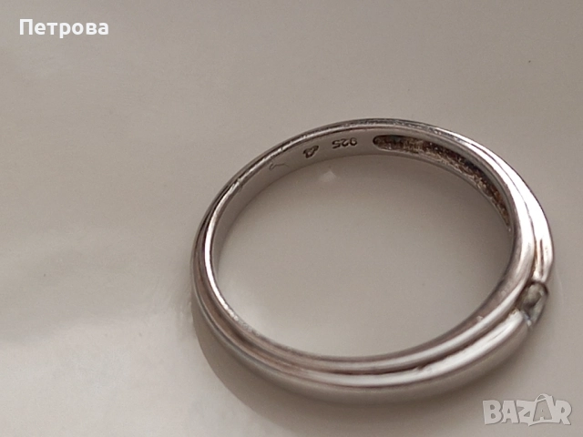 Сребърен пръстен с циркон , снимка 2 - Пръстени - 52041045