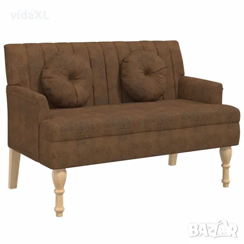 vidaXL Пейка с възглавници, кафява, 113x64,5x75,5 см, изкуствен велур