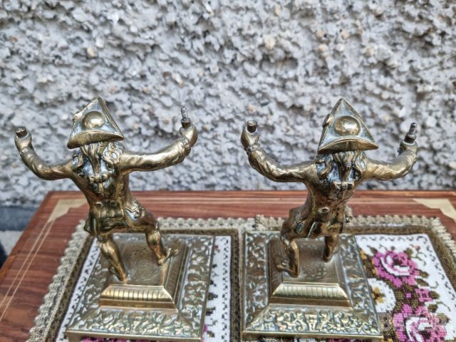 Антикварни Бронзови Свещници Фокусник Франция- (1930-1940г), снимка 6 - Антикварни и старинни предмети - 40112344