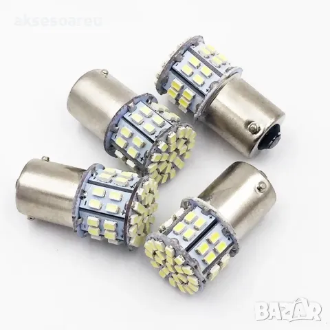 2 бр. Габаритни LED крушки BA15S габарити стопове 1156 с 50 SMD лед диода DC 12V 24V Паркинг Задни с, снимка 17 - Аксесоари и консумативи - 47593538