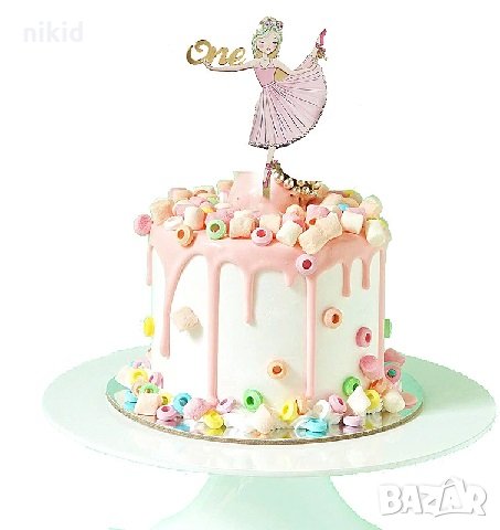 ONE 1 година годинка момиче Балерина рожден ден твърд Акрил топер за торта украса декорация, снимка 3 - Други - 30075651