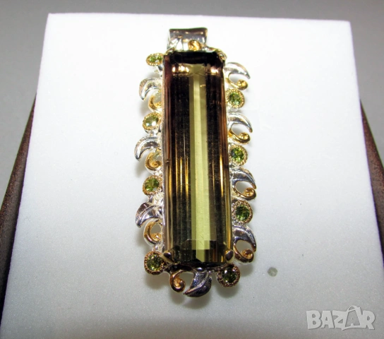 925 сребърно колие с лимонов кварц 65 карата, снимка 4 - Колиета, медальони, синджири - 54053456