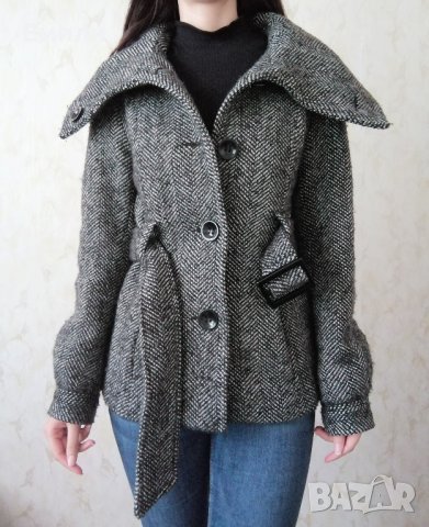 H&M дамско вълнено палто-яке с колан на талията р-р S (EU 36) , снимка 4 - Якета - 42879419