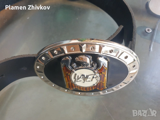 натурална кожа с катарама на известна метъл група , снимка 2 - Чанти - 54111801