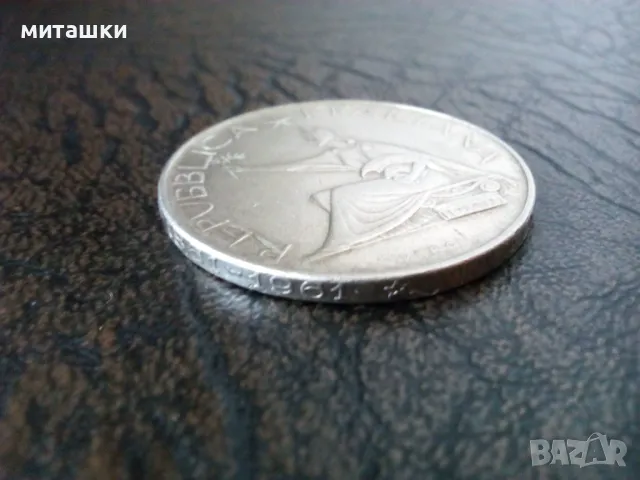 500 лири 1961 година Италия сребро, снимка 3 - Нумизматика и бонистика - 50036656