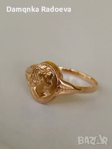СССР златен пръстен Камея проба 583, снимка 13 - Пръстени - 48028281