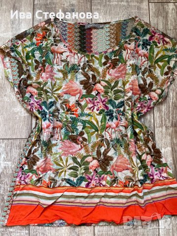 Уникална блуза тропик розаво фламинго 2XL , снимка 3 - Тениски - 37826946