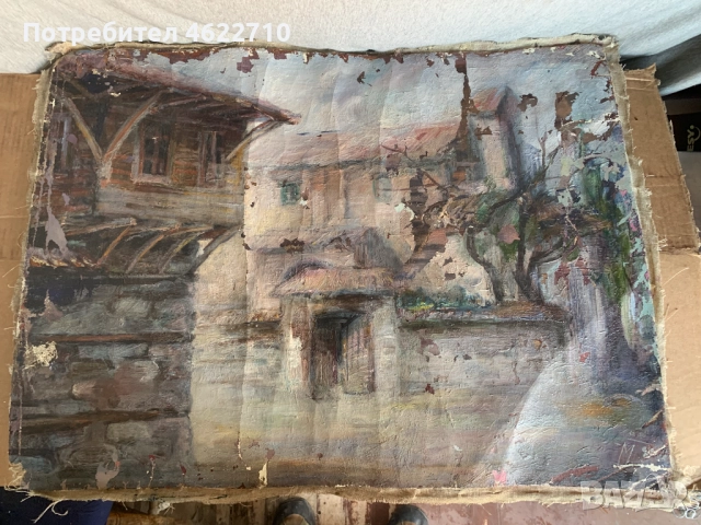 картина Пейзаж от село къщи