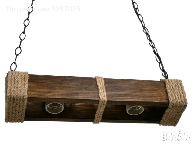 Дървени винтидж полилеи - ръчна изработка за дома, тераса, механа, барбекю, битова стая, битов кът, снимка 1