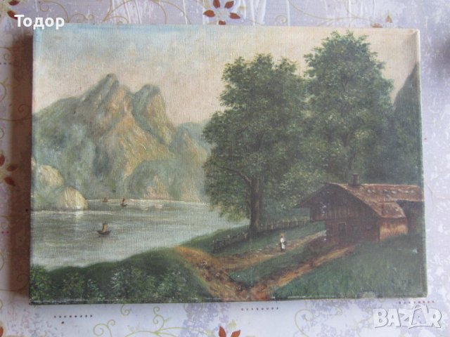 Страхотна стара картина масло върху платно подписана 3, снимка 5 - Картини - 37342985