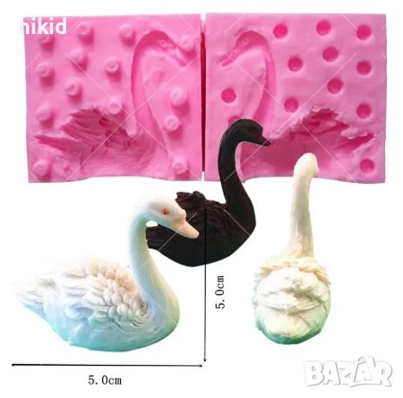 3D 2 части нежен лебед силиконов молд форма за украса торта с фондан, снимка 4 - Форми - 42667491