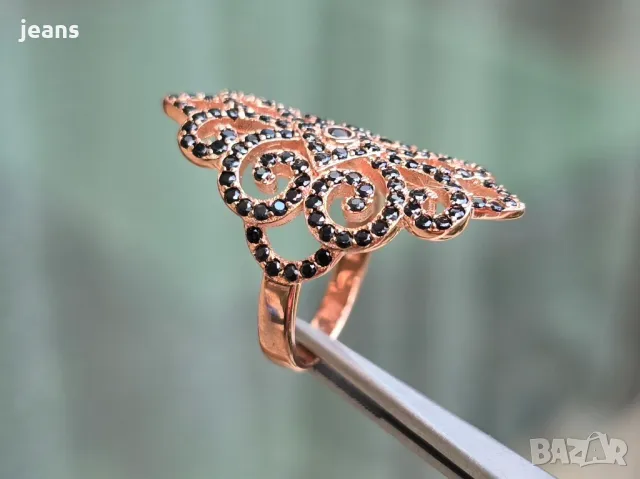 Сребърен пръстен 925 с розово покритие 17547, снимка 4 - Пръстени - 50325681