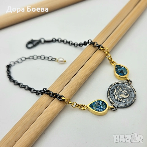 Сребърна гривна: "Офелия", снимка 2 - Колиета, медальони, синджири - 52618355