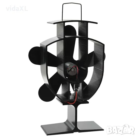 vidaXL Вентилатор за печка за топъл въздух, 5 перки, черен, снимка 2 - Вентилатори - 56147722