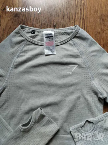 Gymshark Vital Seamless 2.0 Long Sleeve Crop Top - дамско фитнес боди КАТО НОВО ХС, снимка 4 - Корсети, бюстиета, топове - 50011518