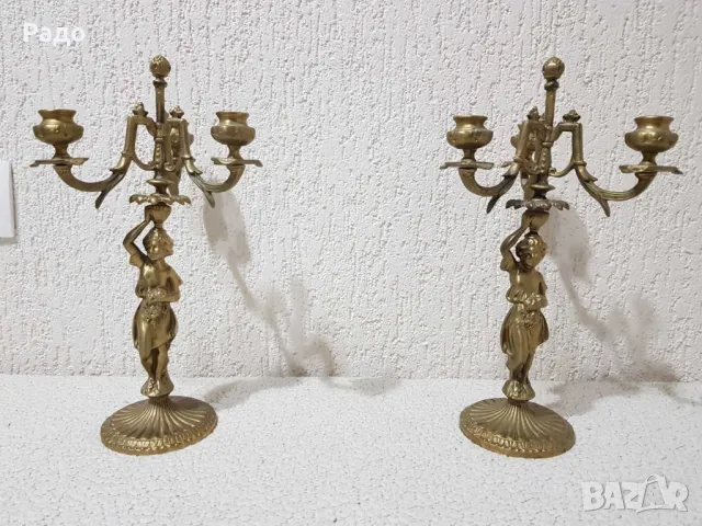 Комплект от два масивни бронзови свещника - свещник