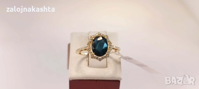 Нов-Златен пръстен с Сапфир и Брилянти-2,01гр/14кр, снимка 6 - Пръстени - 52838586