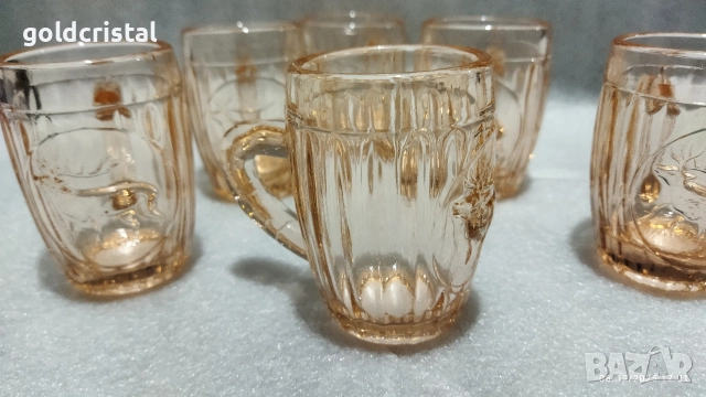 стари стъклени чаши цветно стъкло , снимка 3 - Антикварни и старинни предмети - 52673894