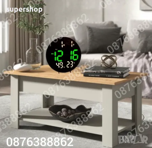 Електронен часовник с голям кръгъл лед дисплей и дистанционно, снимка 8 - Стенни часовници - 48587672