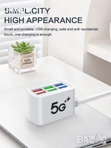 USB разклонител/адаптер със захранване от контакт 220V, снимка 4 - Друга електроника - 50069752