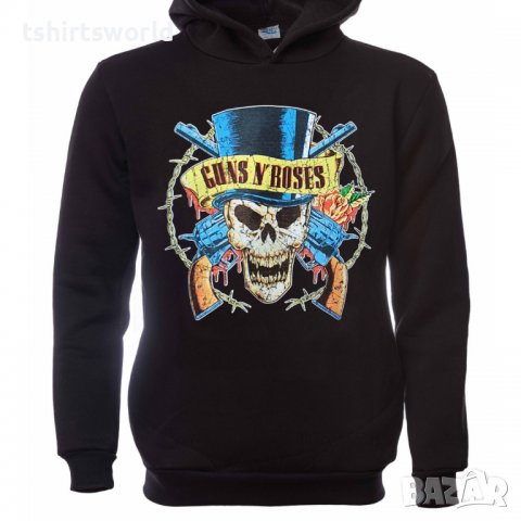 Нов детски суичър с дигитален печат на музикалната група Guns N'Roses, череп