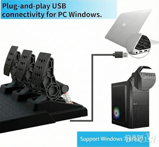 Гейминг Педали DOYO за PC: Hall Effect Сензори и Здрава Конструкция, снимка 2 - Джойстици и геймпадове - 53375099