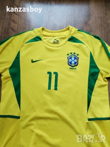  Brazil 2002-04 Nike Home Shirt Ronaldinho 11 - мъжка колекционерска тениска ОТЛИЧНО СЪСТОЯНИЕ ХЛ, снимка 4 - Тениски - 54347124