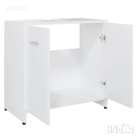 vidaXL Шкаф за баня, бял, 60x33x61 см, инженерно дърво, снимка 6 - Шкафове - 56147721