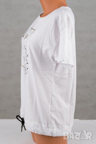Памучна бяла дамска блуза марка Moodo - S, снимка 3 - Тениски - 36799729