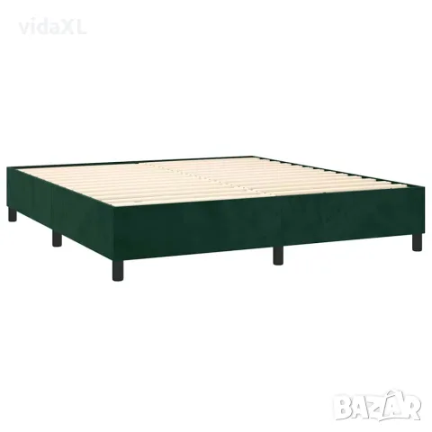 vidaXL Рамка за легло с пружини, тъмнозелена, 180x200 см, кадифе, снимка 4 - Спални и легла - 56146580